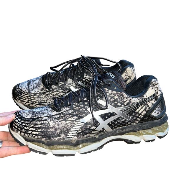 ASICS Gel Nimbus Mens Shoes Size 11 Black silver T507Q - Picture 2 of 10